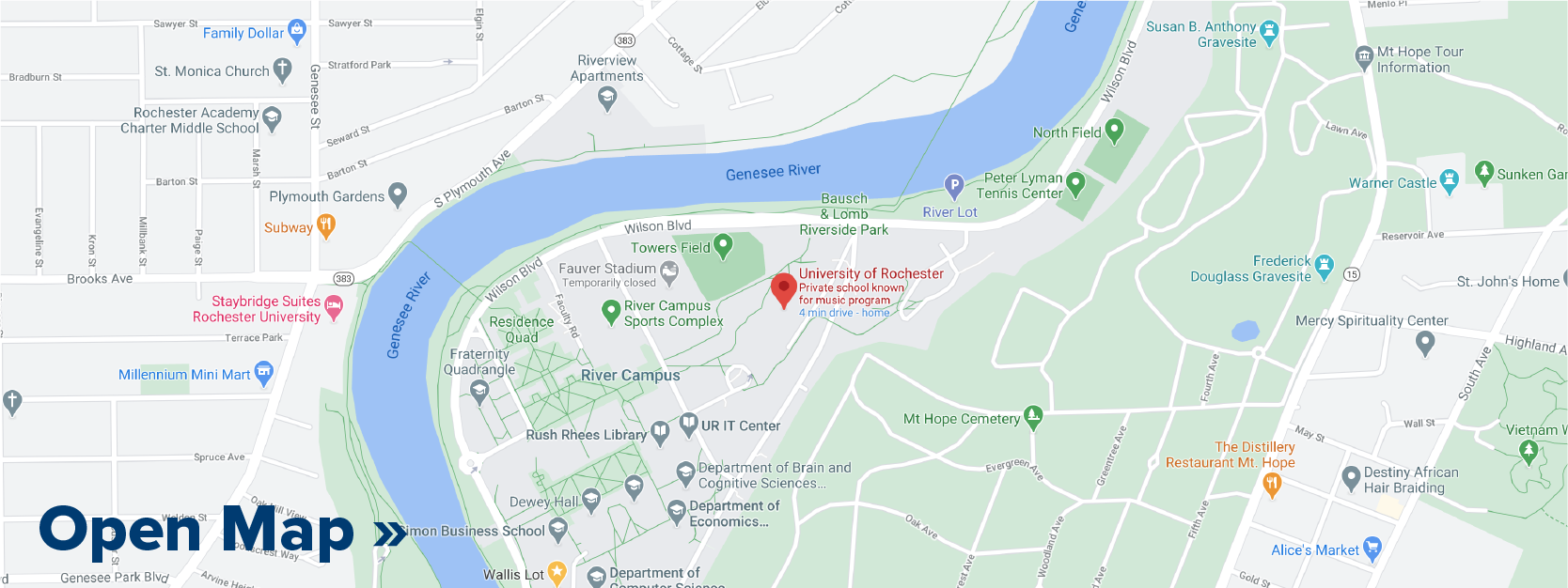 Google Map of University of Rochester River Campus