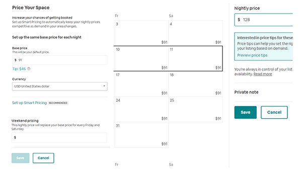 A calendar shows how the absence of more advanced features contributes to the pricing frictions we see among Airbnb sellers in the context of price-setting